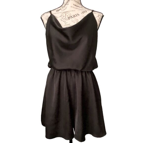 Vici Treat Satin Cowl Neck Romper in Black Size Extra Large - Picture 3 of 11